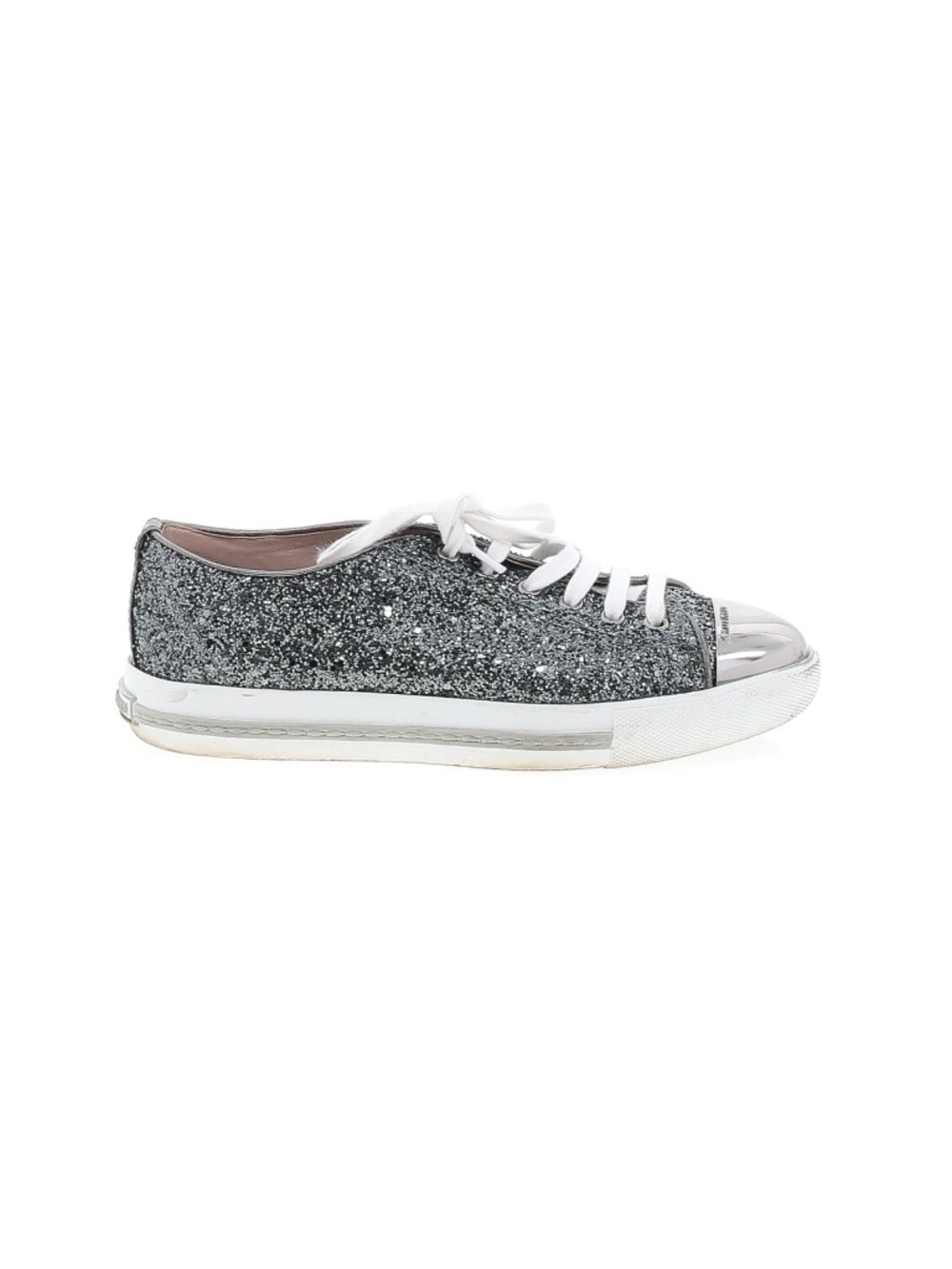 Miu Miu Silver Glitter Low-Top Sneakers